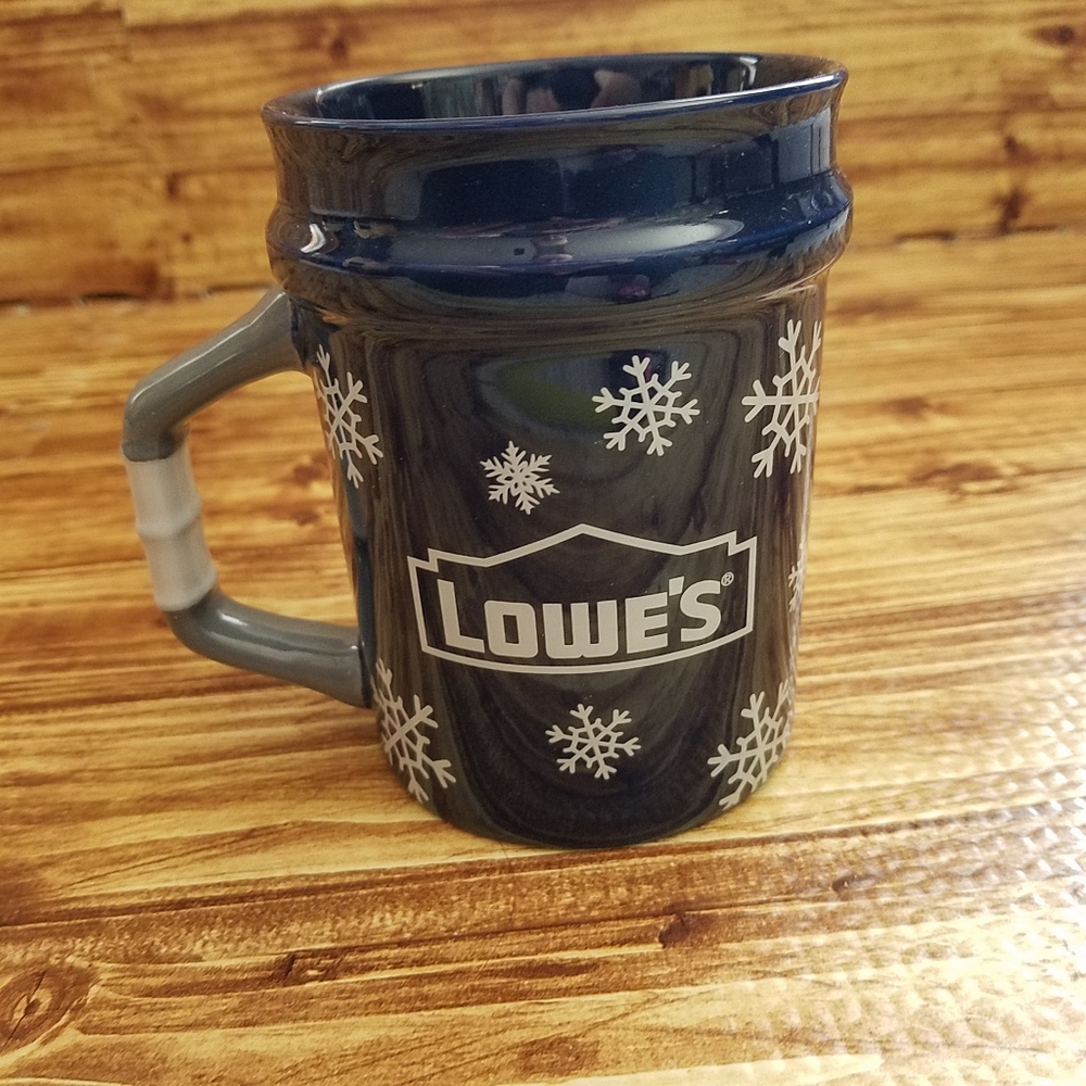Lowe's Logo 2025 Navy Snowflake Ceramic Mug Collectible Christmas Black Friday